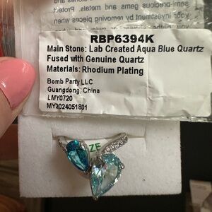 BP OG Ring Size 8 Aqua Blue Quartz